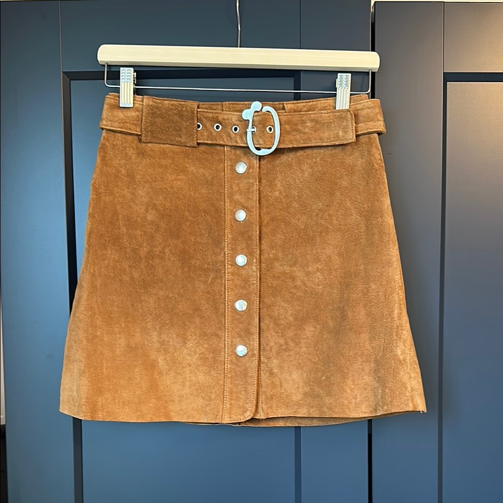 Zara Tan Real Suede Mini Skirt